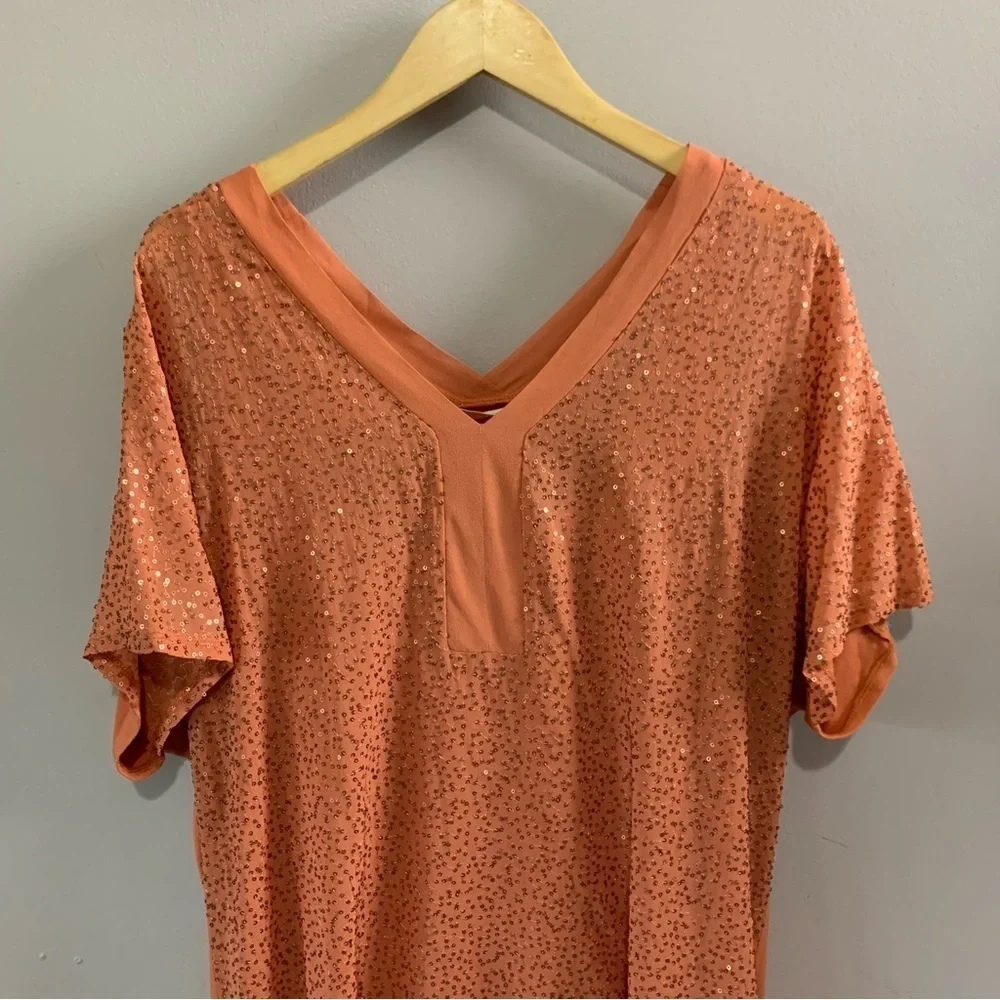 Soft Surroundings Aragon Resplendent Dress Sequins High Low Hem Womens L Large